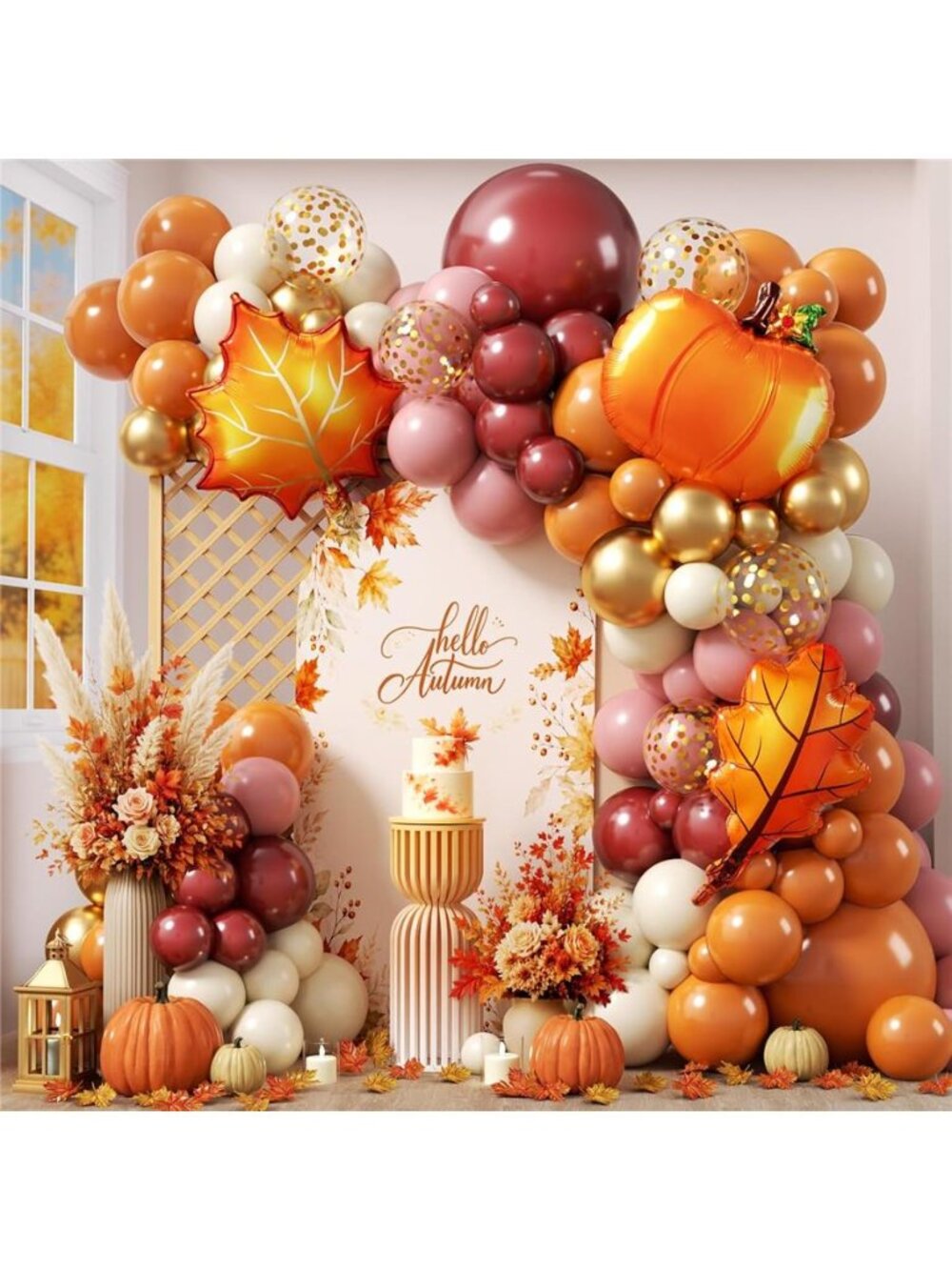 Fall Balloon Arch Garland Kit, Thanksgiving Balloon with Foil Ballon